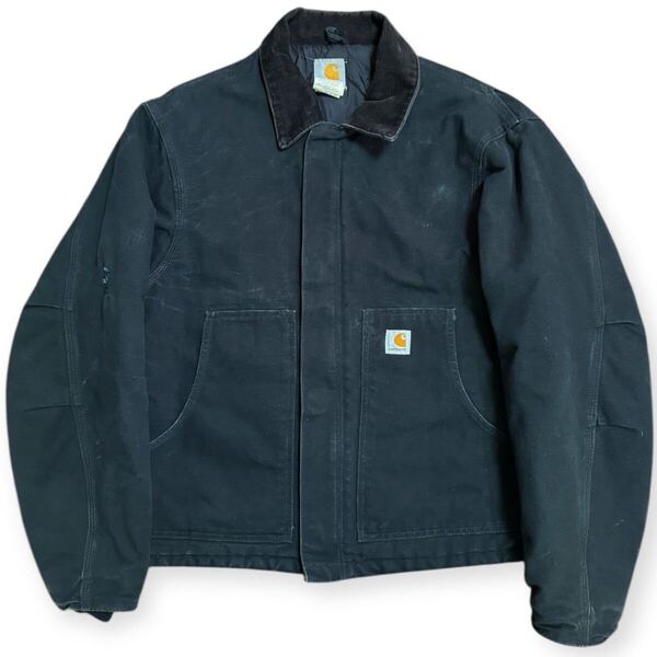 雰囲気◎ Carhartt 00s ビンテージ ダック トラディショナルジャケット J02 BLK サイズ42R フェード ブラック