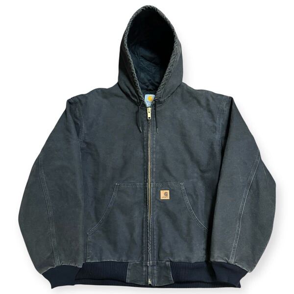 雰囲気◎ Carhartt メキシコ製 ダック アクティブジャケット ビッグサイズ2XL フェード ブラック J130 BLK
