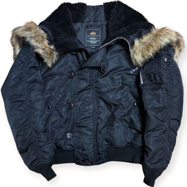 ALPHA INDUSTRIES 脱着式エコファー TYPE N-2B フライトジャケット ブラック Mサイズ