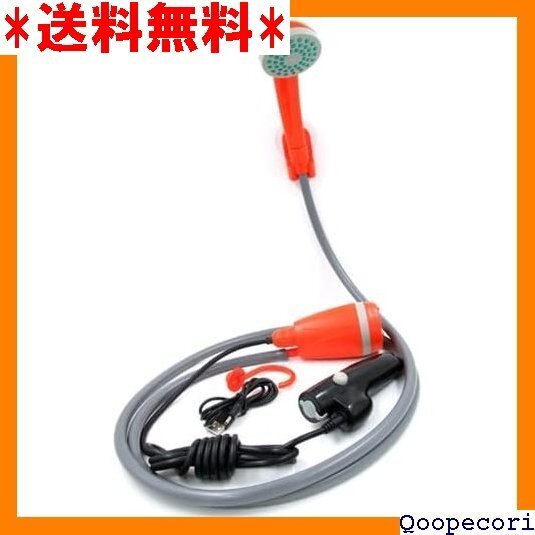 ☆人気商品 ポータブルシャワー オレンジ アウトドア 簡易シャワー 外 吸盤 電動 簡易 海水浴 洗車 キャンプ 防災 便利 52