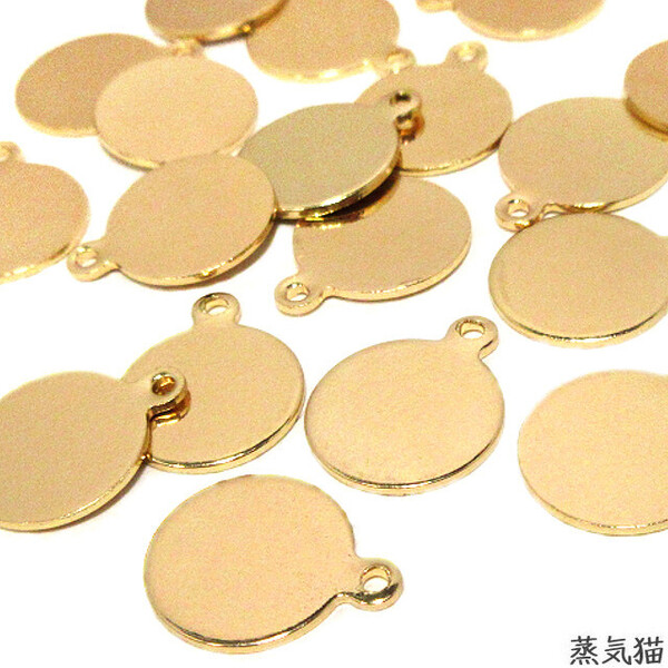 s2512 メタルプレート貼り付けパーツ 12mm 20個【カボション台座 ピアス イヤリング 材料 ハンドメイド アクセサリー素材】蒸気猫パーツ