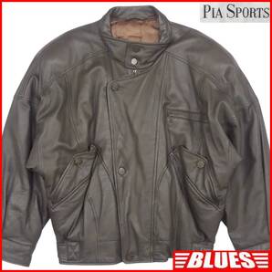 即決★日本製 PIA SPORTS★メンズ XL レザージャケット ピアスポーツ 4 茶 カーキ 本革 ブルゾン 本皮 ジャンパー フライトジャケット
