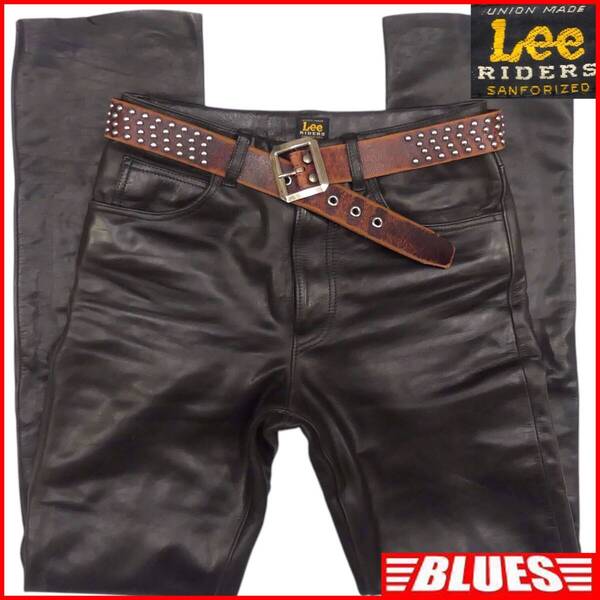 即決★Lee★W30 レザーパンツ リー ライダース メンズ 黒 本革 ライダースパンツ 本皮 パンクロック ライディング ツーリング