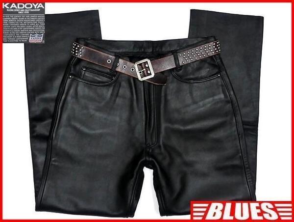 即決★KADOYA★W35 レザーパンツ カドヤ ケーズ K'S LETHER メンズ 黒 ブラック 本革 ライダースパンツ 本皮 パンクロック ツーリング