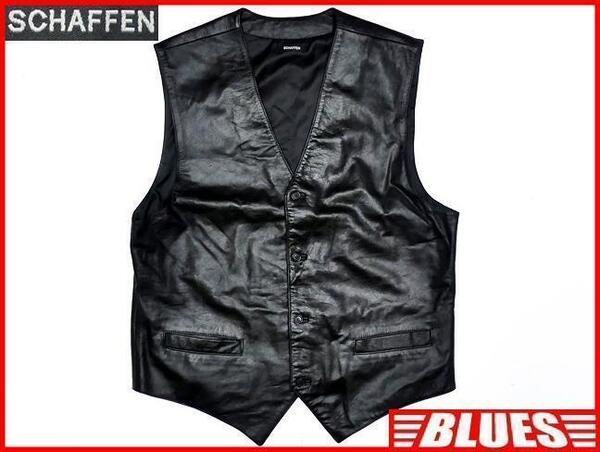 即決★SCHAFFEN★メンズL位 レザーベスト シャッフェン 4 黒 本革 ライダース 本皮 パンクロック ラクダ革 ライディング ツーリング