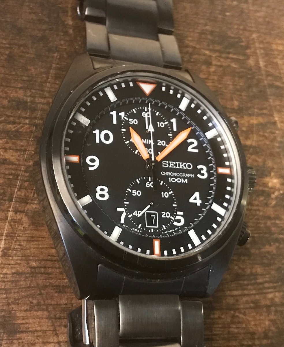 7T94-0AH0　SEIKO クロノグラフ ブラック 腕時計　クォーツ Vintage Seiko 7T94-0AH0 Chronograph Quartz Mens Watch | eBay