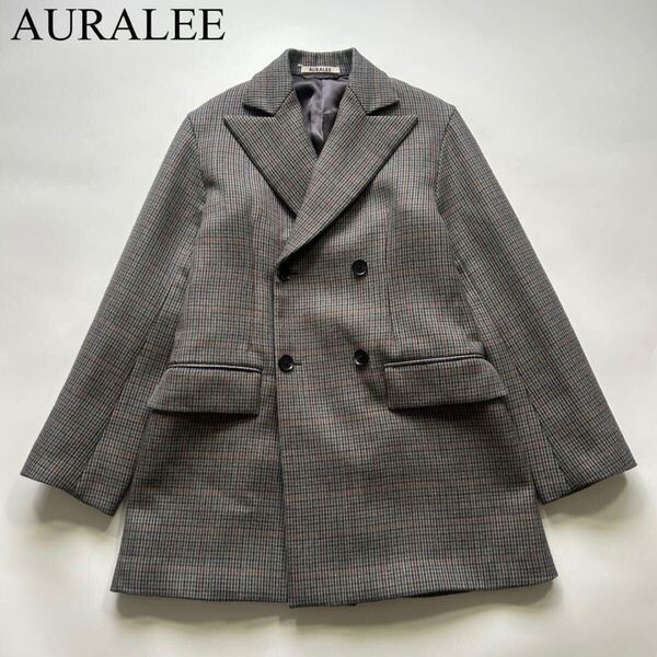 AURALEE オーラリー ハウンドトゥース チェック ダブル ジャケット 高級 綺麗目 千鳥格子 モード ゆったり カジュアル 大人 きれい目