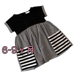 ●未使用●6-9ヶ月 ブラック ボーダー ワンピース
