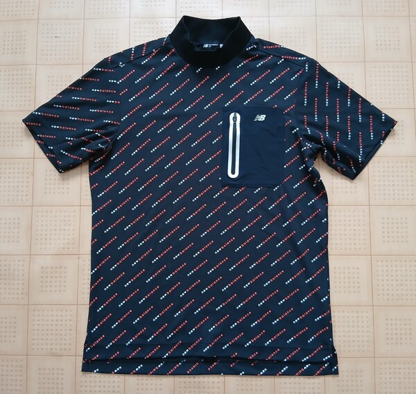 即決 New Balance GOLF メンズ半袖モックネックシャツ ブラック 4サイズ Mサイズ相当 ニューバランス ゴルフ