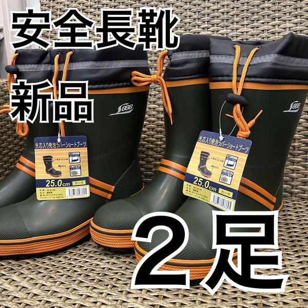 安全長靴 25.0 cm 新品 農作業 釣りに最適 疲れにくい 2足セット