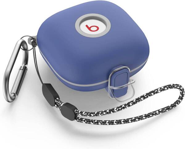 Beats Fit Pro用ケースカバー/CONTEMEイヤホンアーマー耐衝撃保護、紛失防止ストラップキーチェーン付き (BLUE)