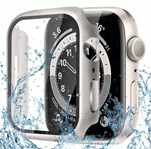 CAERMA Apple Watch用 ケース 44mm対応 超薄型 アップルウォッチ用 ケース 防水 硬度9H 強化ガラス カバー スターライト