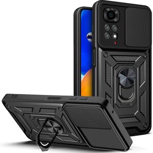 Xiaomi Redmi Note 11/ 11S ケース『AFINER』2022新型 TPU+PC カバー リング 360度回転 スタンド機能 (レッド)