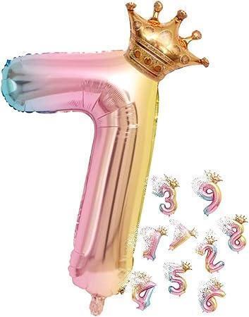 ★最終価格★7 誕生日 バルーン 数字 パーティー 飾り風船 王冠 デコレーション装飾