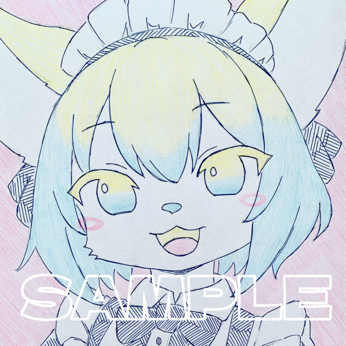 ミニ色紙/アナログ原画/黒猫娘猫耳娘オリジナル - るいさんち