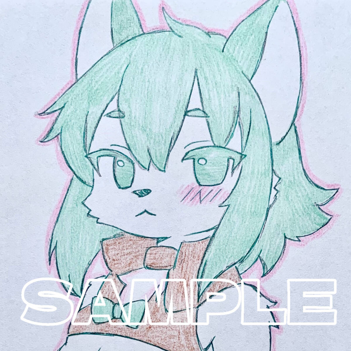 ミニ色紙/アナログ原画/黒猫娘猫耳娘オリジナル - るいさんち