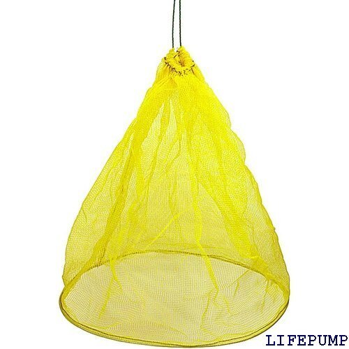 泰東 カラス対策・カラスよけゴミネット 巾着型 イエロー・おもり 65g/m 入り 直径55×高さ70cm 9651