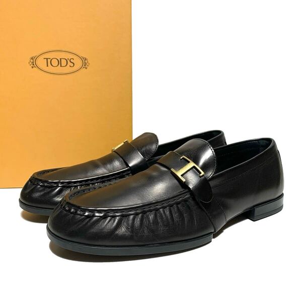 ☆美品 TOD'S トッズ Tタイムレス レザー ローファー 黒 イタリア製 革靴 ドレスシューズ スリッポン モカシン ドライビングシューズ