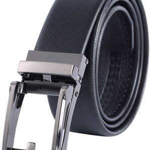 ベルト メンズ 本革 オートロック式バックル 無段階調節 穴無し 紳士 太身細身 両方対応 おおきいサイズ 125cmタイプ02-ブラック