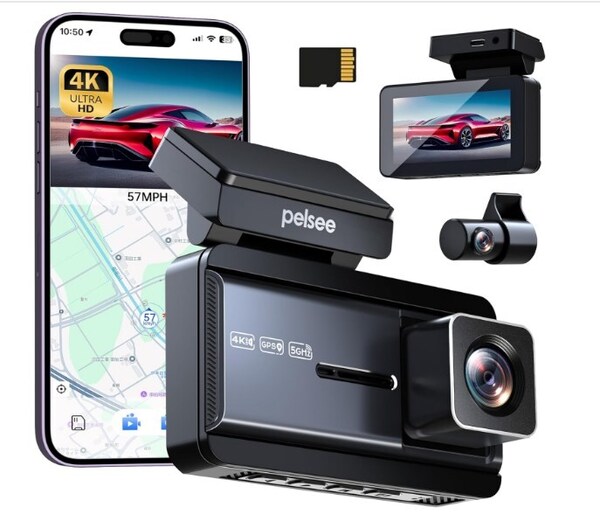 Pelsee ドライブレコーダー 前後カメラ 4K UHD 800万画素 超広角170°Gセンサー 【購入明細有】