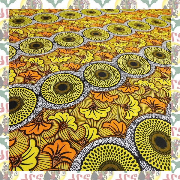 【SALE/180cm x 110cm/2ヤード】アフリカンプリント生地 barg-r11 アフリカ布 アフリカ生地 ゴールドプリント アンカラ キテンゲ