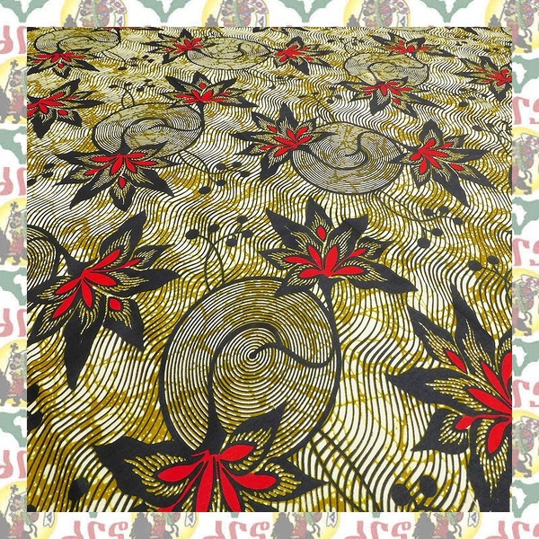 【SALE/180cm x 110cm/2ヤード】アフリカンプリント生地 barg-r31 アフリカ布 アフリカ生地 ゴールドプリント アンカラ キテンゲ