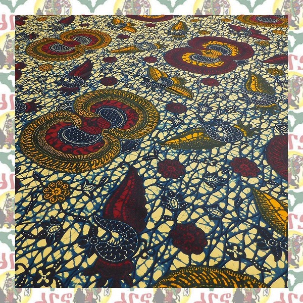 【SALE/180cm x 110cm/2ヤード】アフリカンプリント生地 barg-r42 アフリカ布 アフリカ生地 ゴールドプリント アンカラ キテンゲ