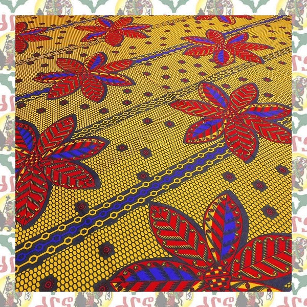 【SALE/180cm x 110cm/2ヤード】アフリカンプリント生地 barg-r45 アフリカ布 アフリカ生地 ゴールドプリント アンカラ キテンゲ