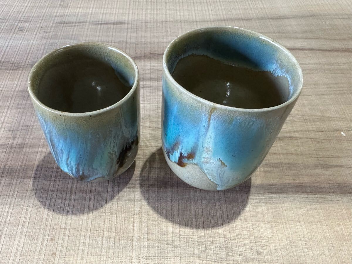 未使用】深川製磁 湯呑 ペア 赤 青 鶴 夫婦 2客 湯飲み - メルカリ