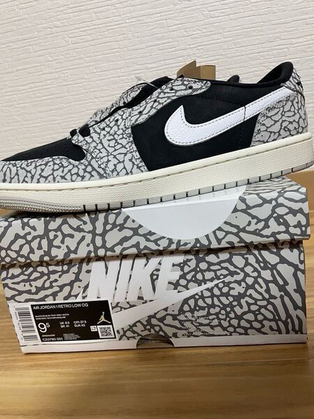 未使用黒タグ NIKE AIR JORDAN 1 RETRO LOW OG 27.5cm Black Cement CZ0790-001 ナイキ ジョーダン セメント