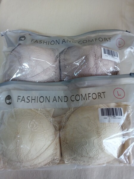 11924 ★★ FASHION AND COMFORT フロントホックブラ 2点セット サイズL