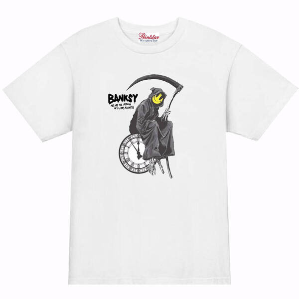【バンクシー白L】5oz終末時計Tシャツ面白いおもしろうけるネタプレゼント送料無料・新品
