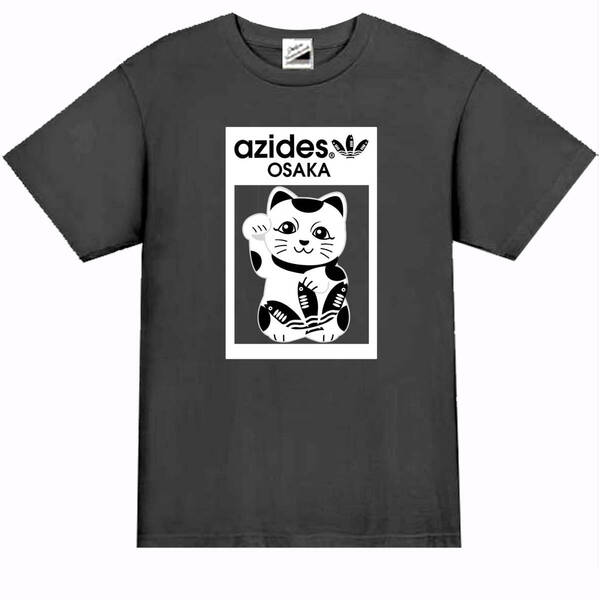 【azides黒M】アジデス招き猫Tシャツ面白いおもしろパロディネタプレゼント送料無料・新品