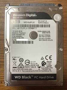 【状態◎】Western Digital ウェスタンデジタル WD Black WD10JPLX 2.5インチ HDD 1TB(高パフォーマンスHDD/使用時間:3900時間未満)
