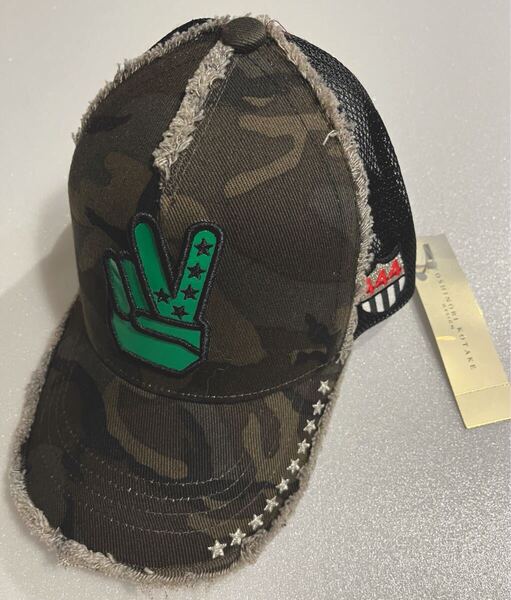 YOSHINORI KOTAKE DESIGN / MESH CAP / KID'S SIZE:50cm〜/ GREEN CAMO /ピース /ヨシノリコタケ メッシュキャップ キッズサイズ カモフラ