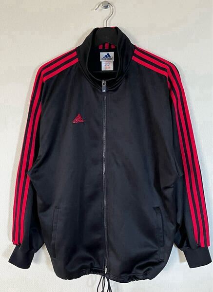 VINTAGE / adidas / トラックジャケット / SIZE:L / BLACK / 90s 万国旗タグ / アディダス パフォーマンス / ジャージ / 黒赤 / ロゴ刺繍