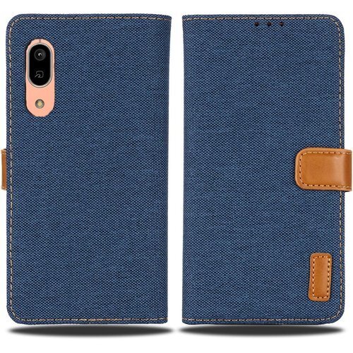 Viesa 新型モデル デニム ケース 手帳型 AQU ト アンドロイドワンs7 sense3lite BLUE 18