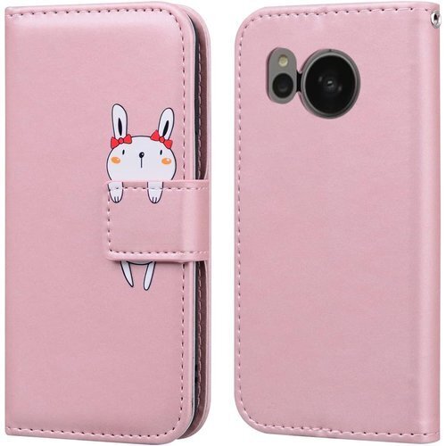 AQUOS Sense7 Plus ケース 高級レザー s ケース Sense7 Plus 手帳ケース -ピンク 413