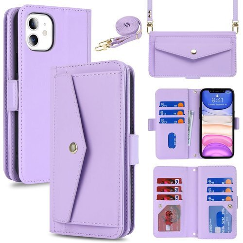 Eastwave for iPhone 11 ケース ase 財布型 カード収納 小銭入れ PUレザーパープル 790