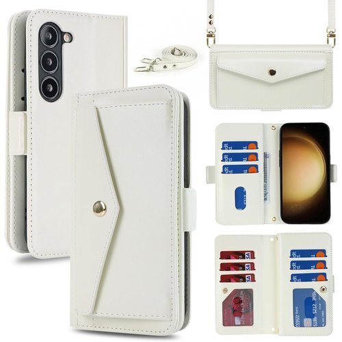Eastwave for Galaxy S23 ケース 手帳型 カード収納 小銭入れ PUレザー 6色 ホワイト 791