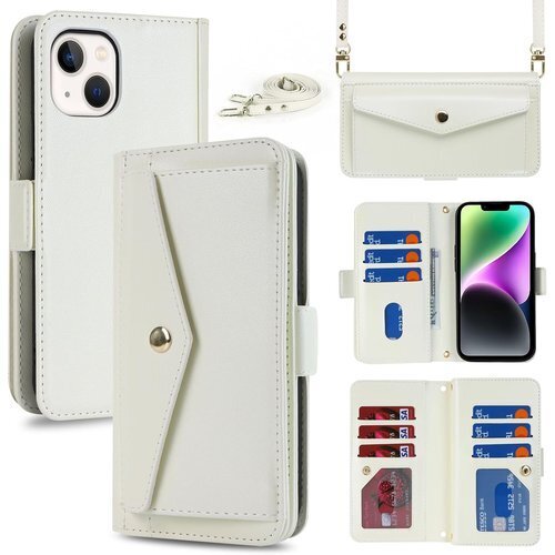 Eastwave for iPhone 14 Plus 財布型 カード収納 小銭入れ PUレザー 6色 ホワイト 794