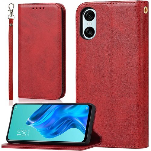 適用 Xperia 10 VI SO-52E SOG1 リップ カード カード入れ 落ち着いた色 レトロ レッド 971
