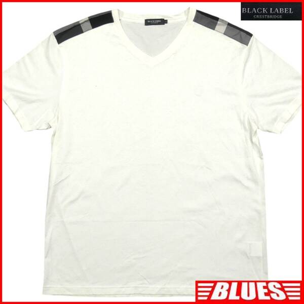 即決★BLACK LABEL CRESTBRIDGE★メンズ XL ブラックレーベルクレストブリッジ Tシャツ 白 チェック 三陽商会 カットソー 半袖