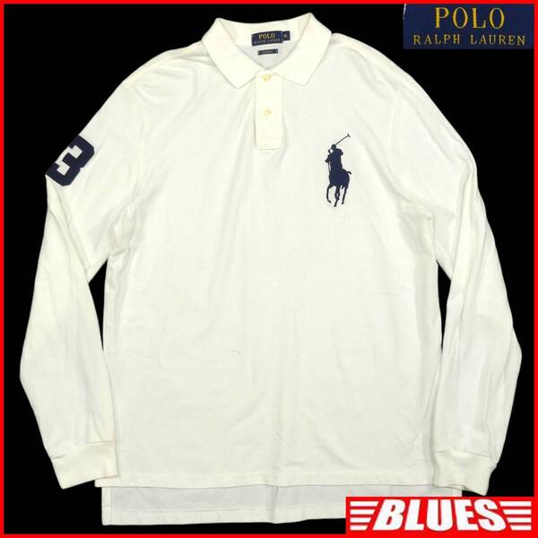 即決★POLO RALPH LAUREN★メンズ XLポロシャツ ラルフローレン 白 長袖 ビッグロゴ