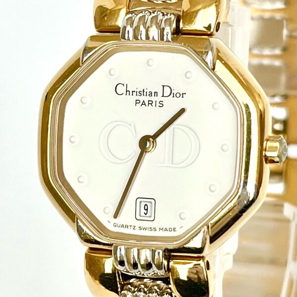 【稼働】磨き済み クリスチャンディオール Christian Dior レディース 腕時計 美品 電池新品 ゴールド 白文字盤 s2008
