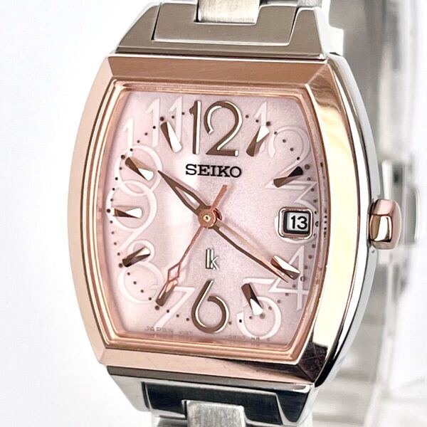 【稼働】磨き済み セイコー SEIKO ルキア LUKIA レディース 腕時計 ソーラー 美品 ピンク文字盤 ゴールド s1906