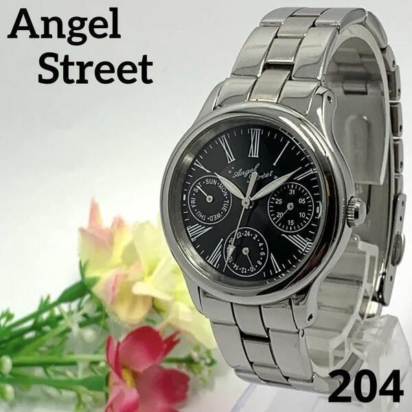 204 稼働品 Angel Street エンジェルストリート レディース 腕時計 デイデイト カレンダー 電池交換済 クオーツ式 人気 希少 ビンテージ