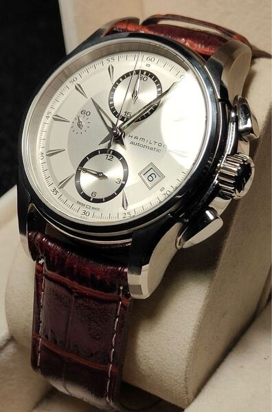送料込み Hamilton Jazz Master auto CHRONO ハミルトン ジャズマスター オートマチック クロノグラフ 腕時計 カーキ khaki 自動巻き