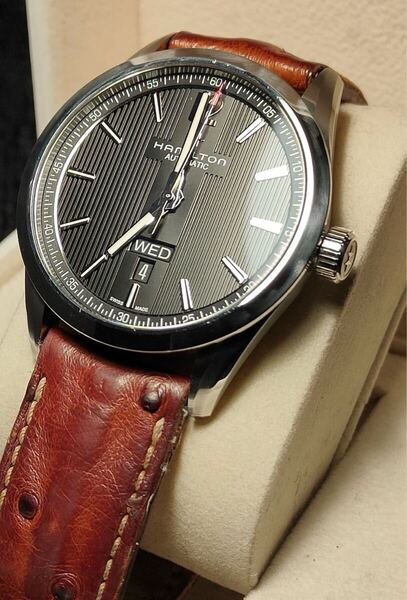 送料込み Hamilton Broadway Day Date Automatic ハミルトン ブロードウェイ ジャズマスター カーキ 自動巻き 腕時計 Jazz master