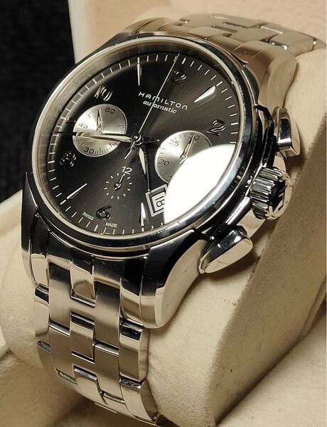 送料込み 希少デザイン Hamilton Jazz Master auto CHRONO ハミルトン ジャズマスター オートマチック クロノグラフ 腕時計 khaki